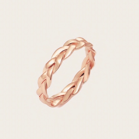 OCEAN DREAMS Rose Gold Braided Dainty Ring - Picture 3 of 5
